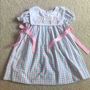 Cecil and Lou Pastel Bunny Dress with Appliqué Details EUC 6